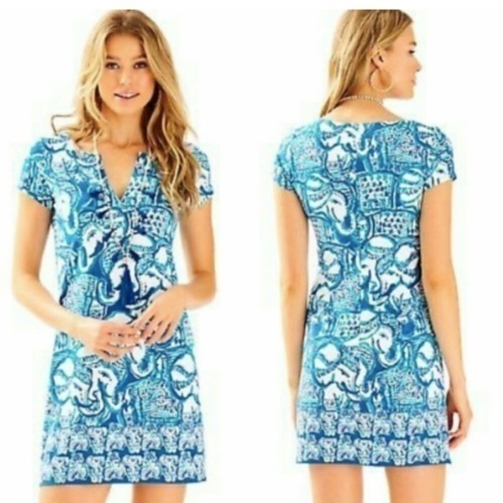 Lilly Pulitzer Blue Aqua Print Short Sleeve Dress